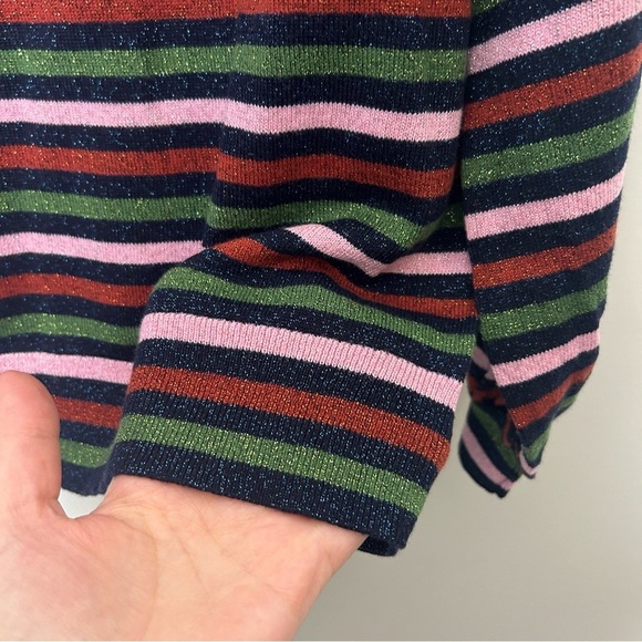 Boden Mabel Metallic Bishop Sleeves Striped Sweater - Picture 5 of 7